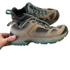 Vasque Boys 12 Hiking Shoes Brown Teal GORE-TEX Vibram Low Top Trail Sneakers
